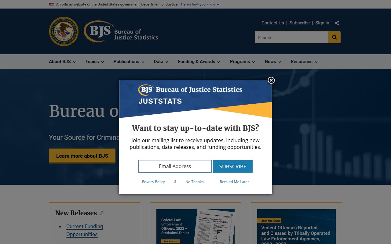 Bureau of Justice Statistics website used for Kitsap County jail population data context